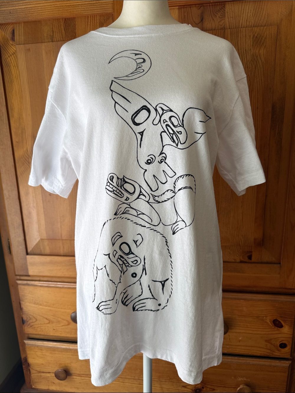 Filson White Graphic Tee with Tribal Wildlife Print